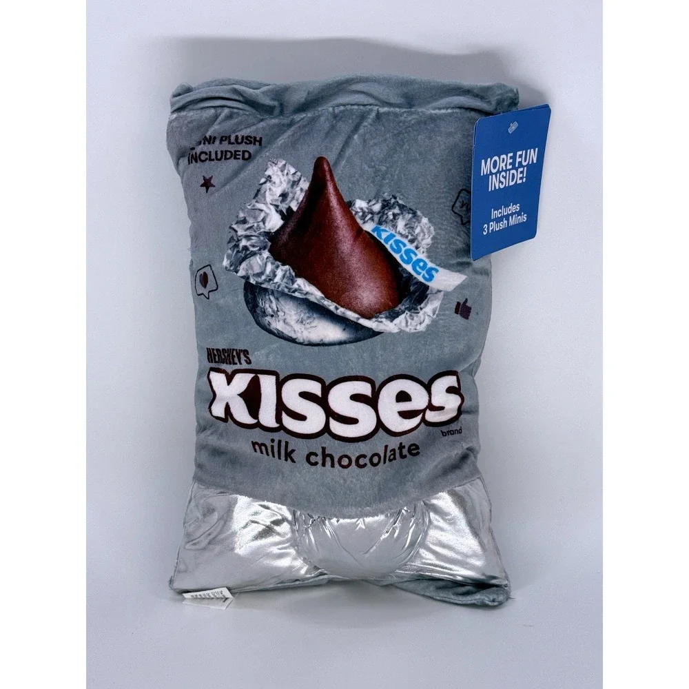 Hersheys Kisses Milk Chocolate Plush Pillow with 3 Mini Plushes Inside New
